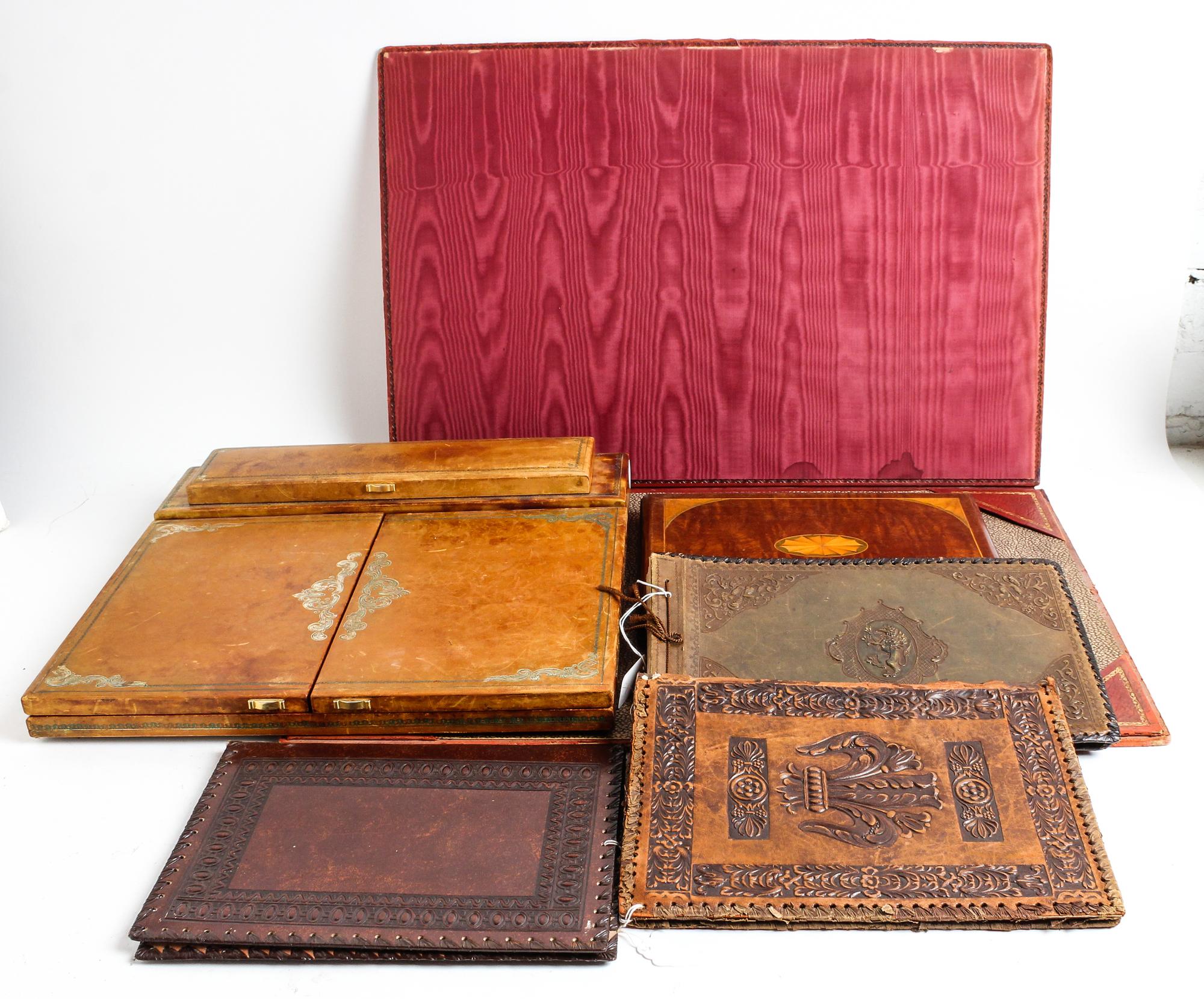 A Leather Desk Set Length 23 1/2 inches (of blotter). — 20TH CENTURY