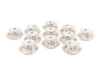 A Set of Eleven Royal Worcester Porcelain Teacups and Saucers