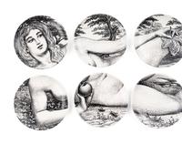 Set of Eight Eve Coasters Fornasetti Milano, Italy
