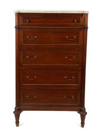 A Louis XVI Style Marble Top Tall Chest of Drawers — 19th/20th Century
