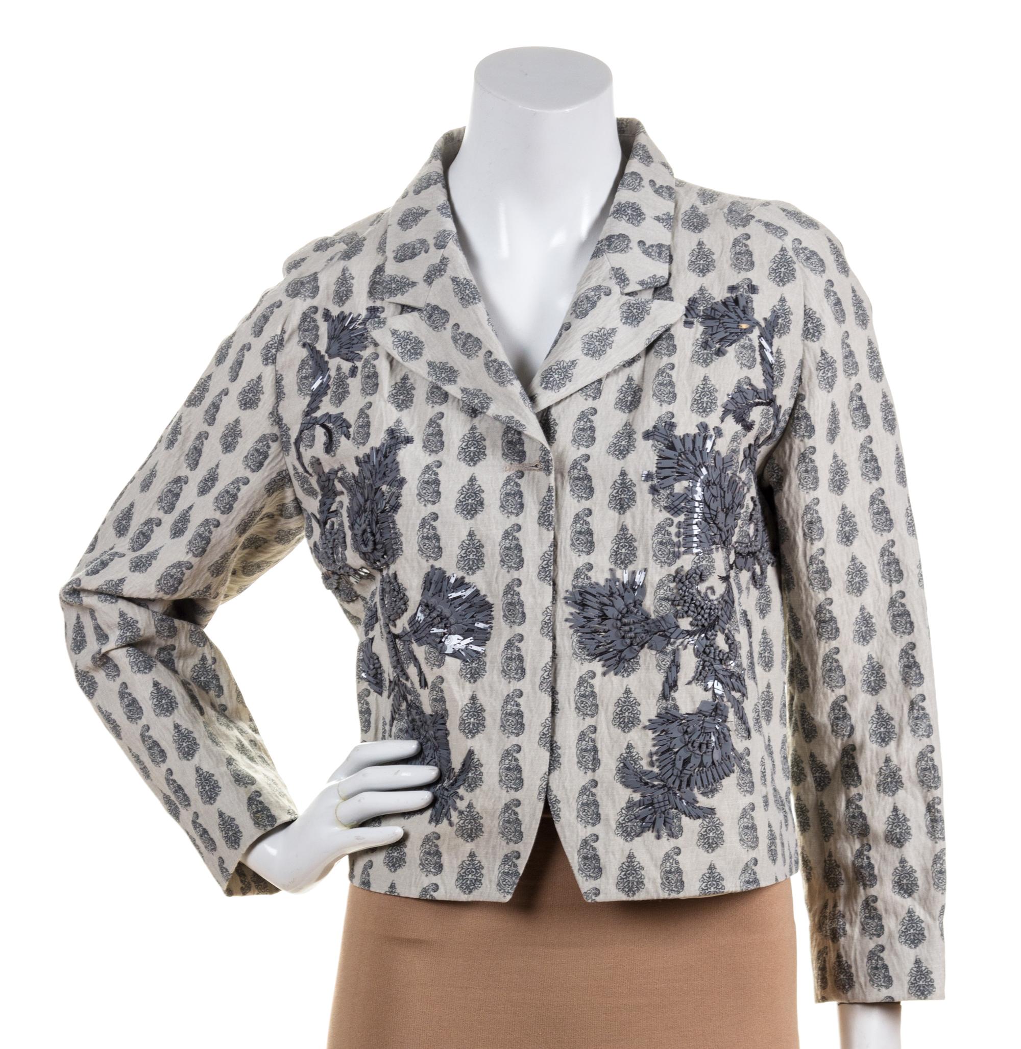 A Dries Von Noten Grey Crop Jacket, Size 40.