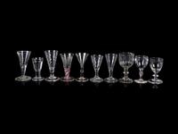 A Collection of Thirteen Assorted Glass Wine and Cordial Stems