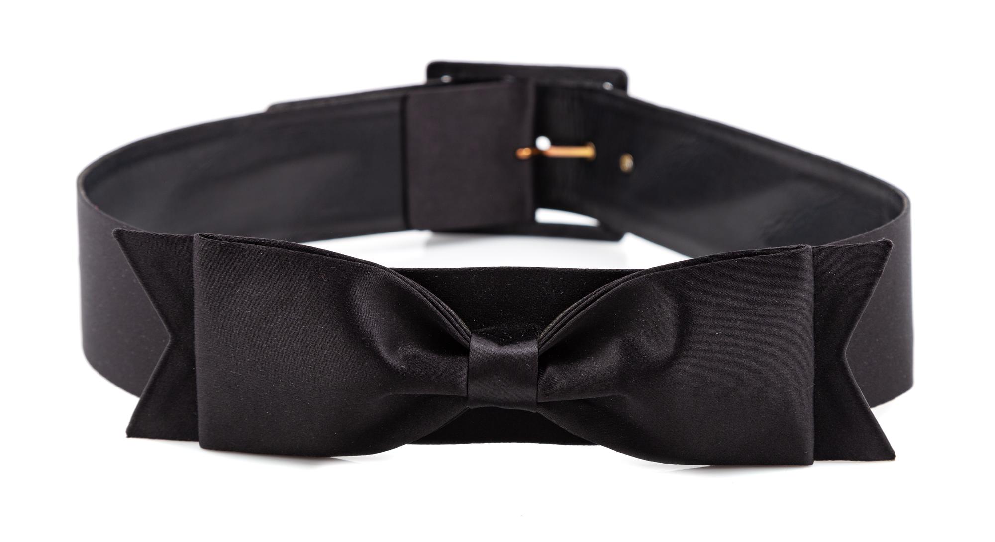 A Chanel Black Satin Bow Belt, 75/30. 28"-30" x 2".