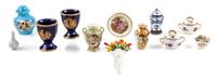 A Collection of Porcelain and Ceramic Table Articles Height of tallest 1 3/4 inches. — Various Makers