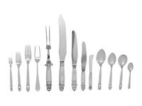 A Georg Jensen Acorn Silver Flatware Service