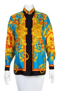 A Gianni Versace Silk Print Shirt, Size 38.