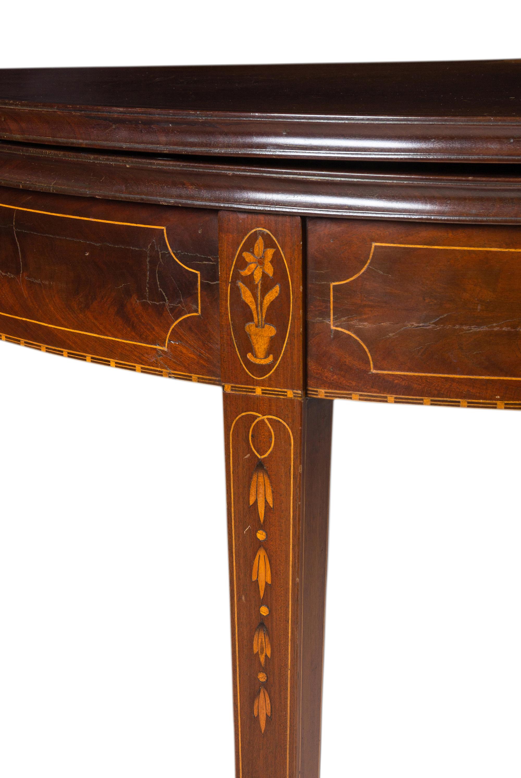 A Federal Shell and Bell-Flower Inlaid and Carved Mahogany Card Table