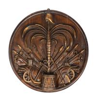 A Carved Wood Armor Trophy Panel