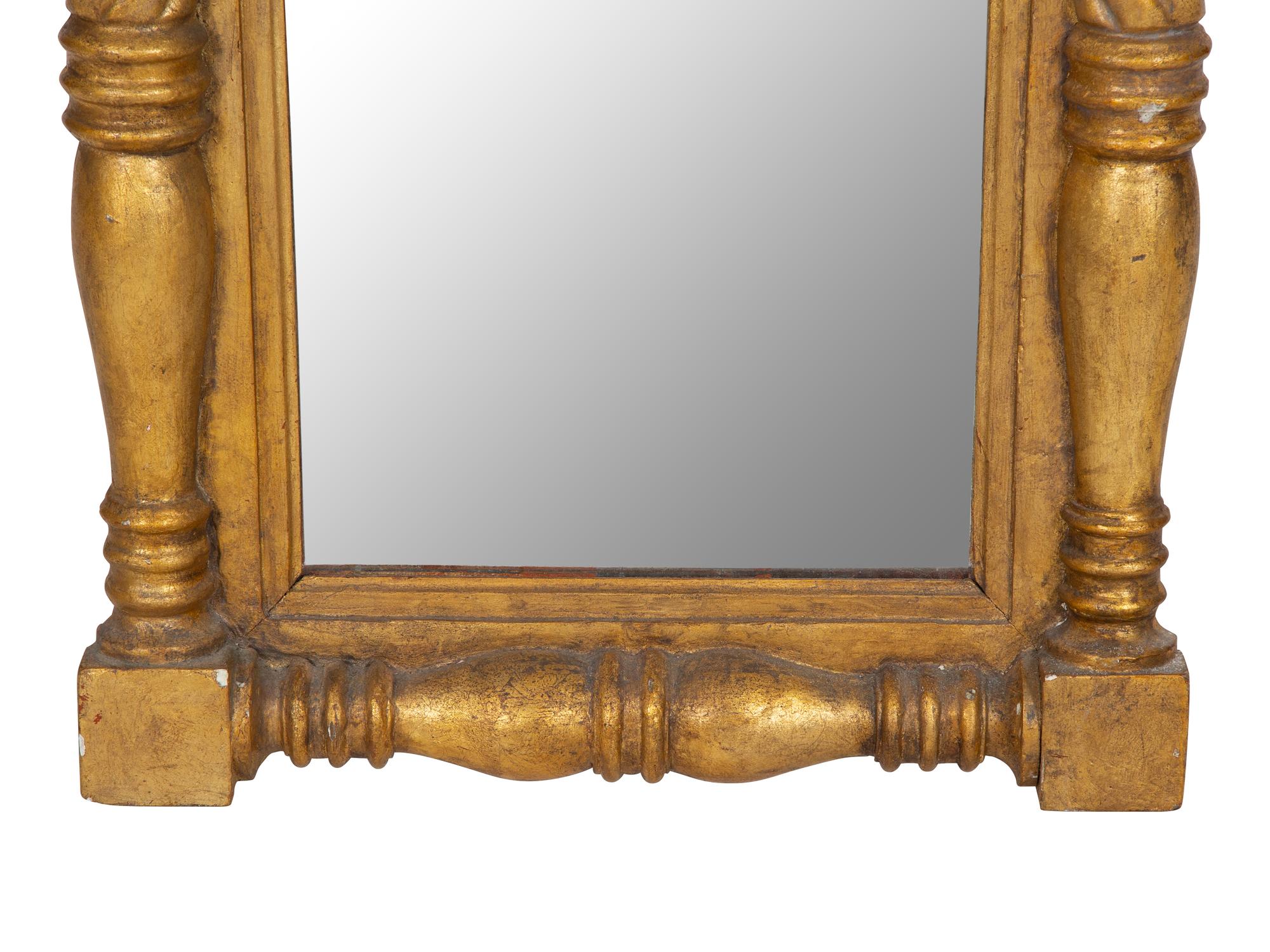 A Federal Giltwood and Reverse-Painted Glass Mirror