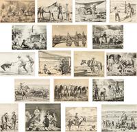 Chuckwagons and Cowboys , Complete Portfolio of 18 Works: Gentle Pony; Spring Work; The Rope Corral; Shipping; New Slippers; Noon On Demand; The Green Bronc; Cow Country; After Supper; Beans for Supper; Spring Branding; Working the Wagon; Morning; Water Tank; The Cook; Flanking Team; Bridling the Buckskin; The Wrangler