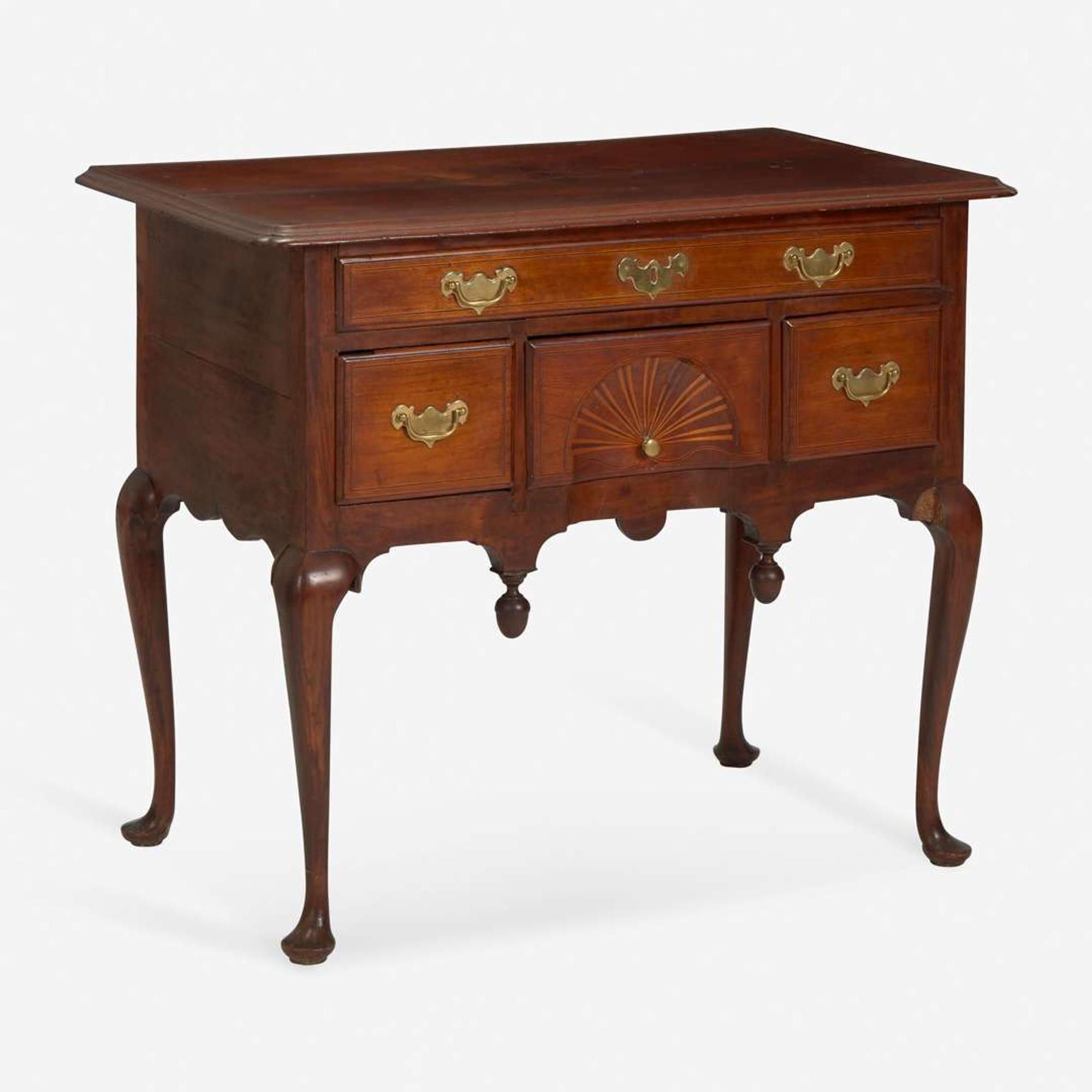 A Queen Anne inlaid walnut dressing table Boston, MA, circa 1750