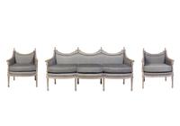 A Louis XVI Style Gray-Painted Three-Piece Seating Suite