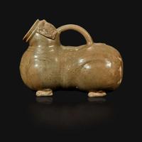 A Chinese Yue ware chimera-form celadon vessel, Huzi Jin Dynasty (265-420)
