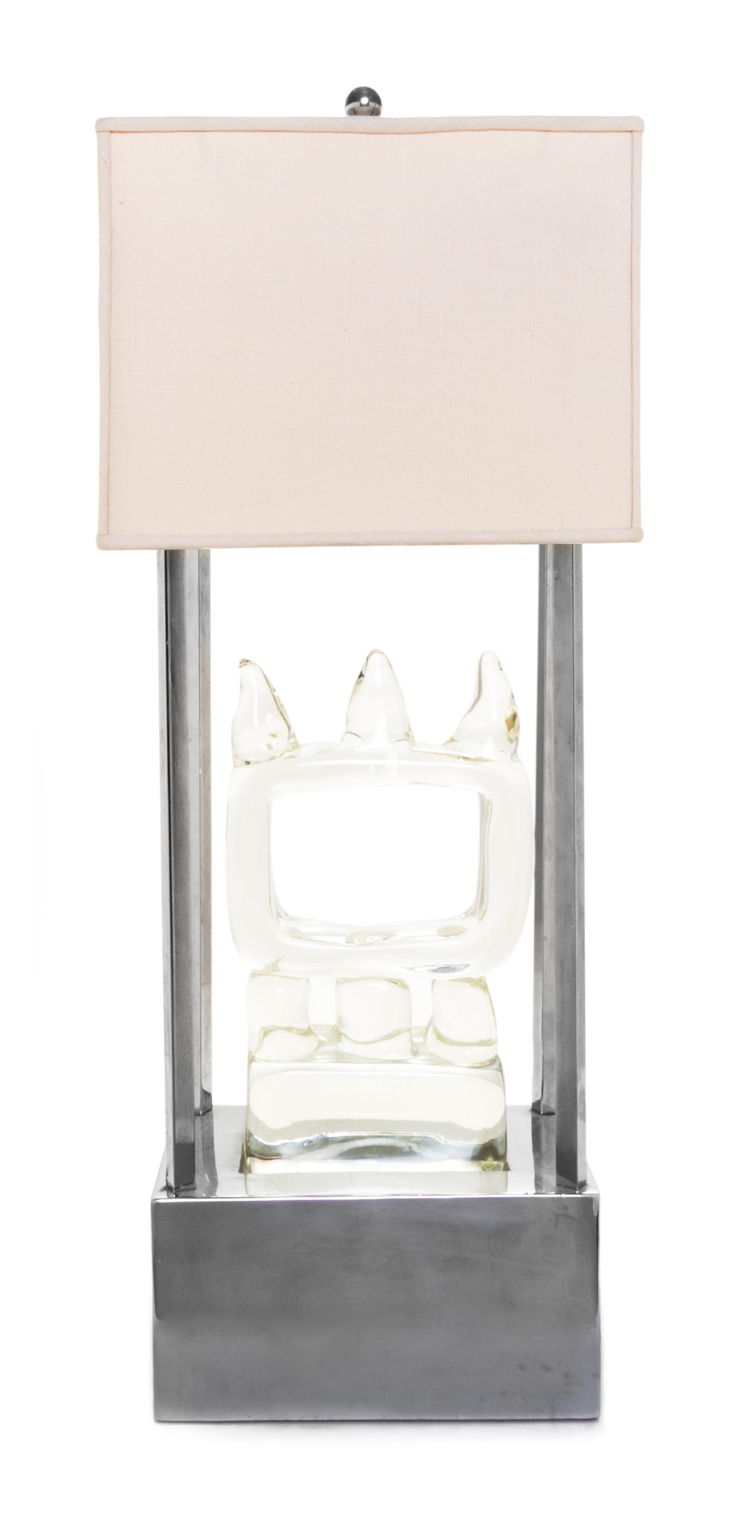 A Continental Glass Figural Lamp Height 25 3/4 inches.