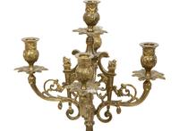 A Pair of Gilt Metal Five-Light Candelabra