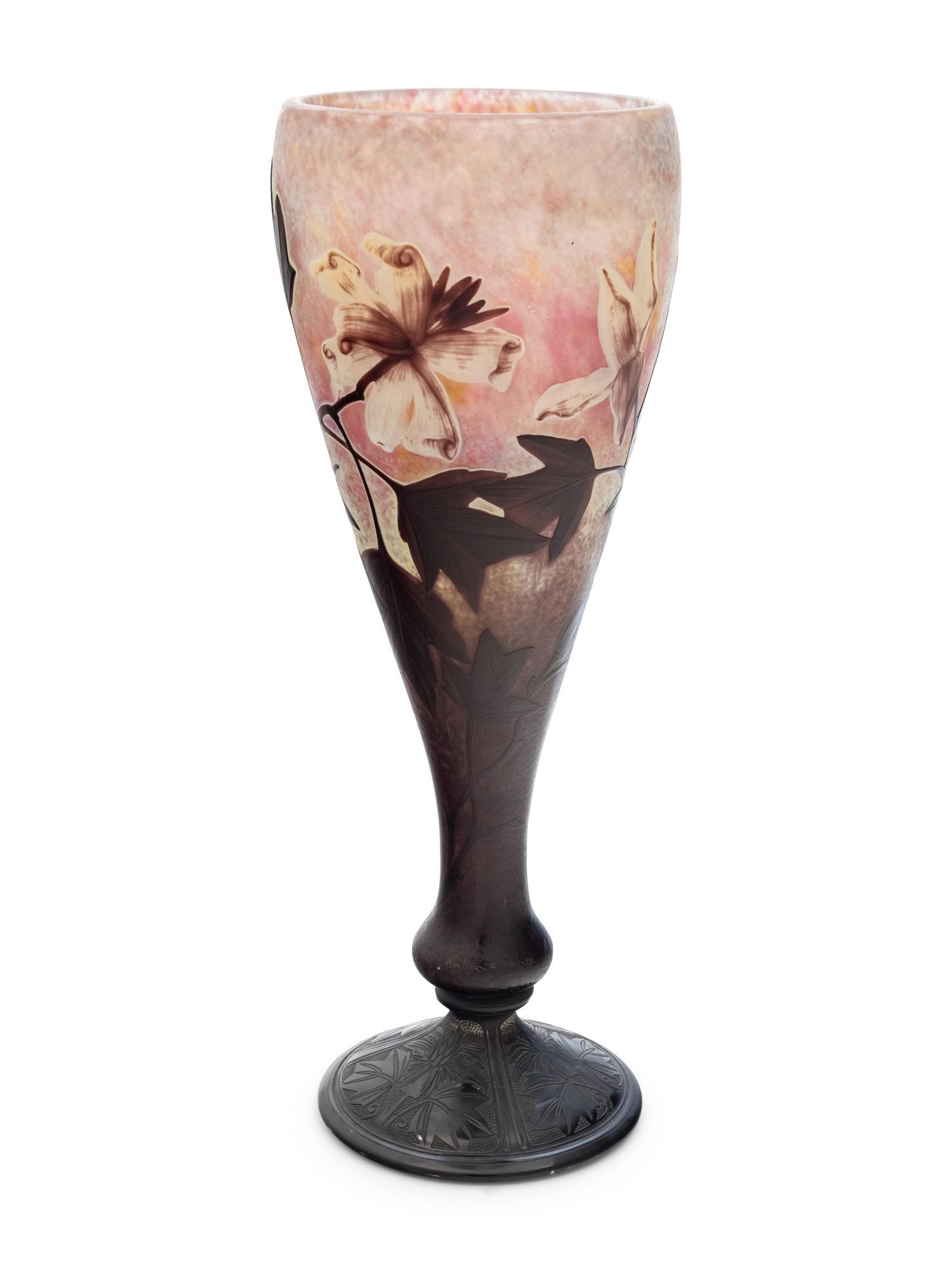 Tall Footed Cameo Vase