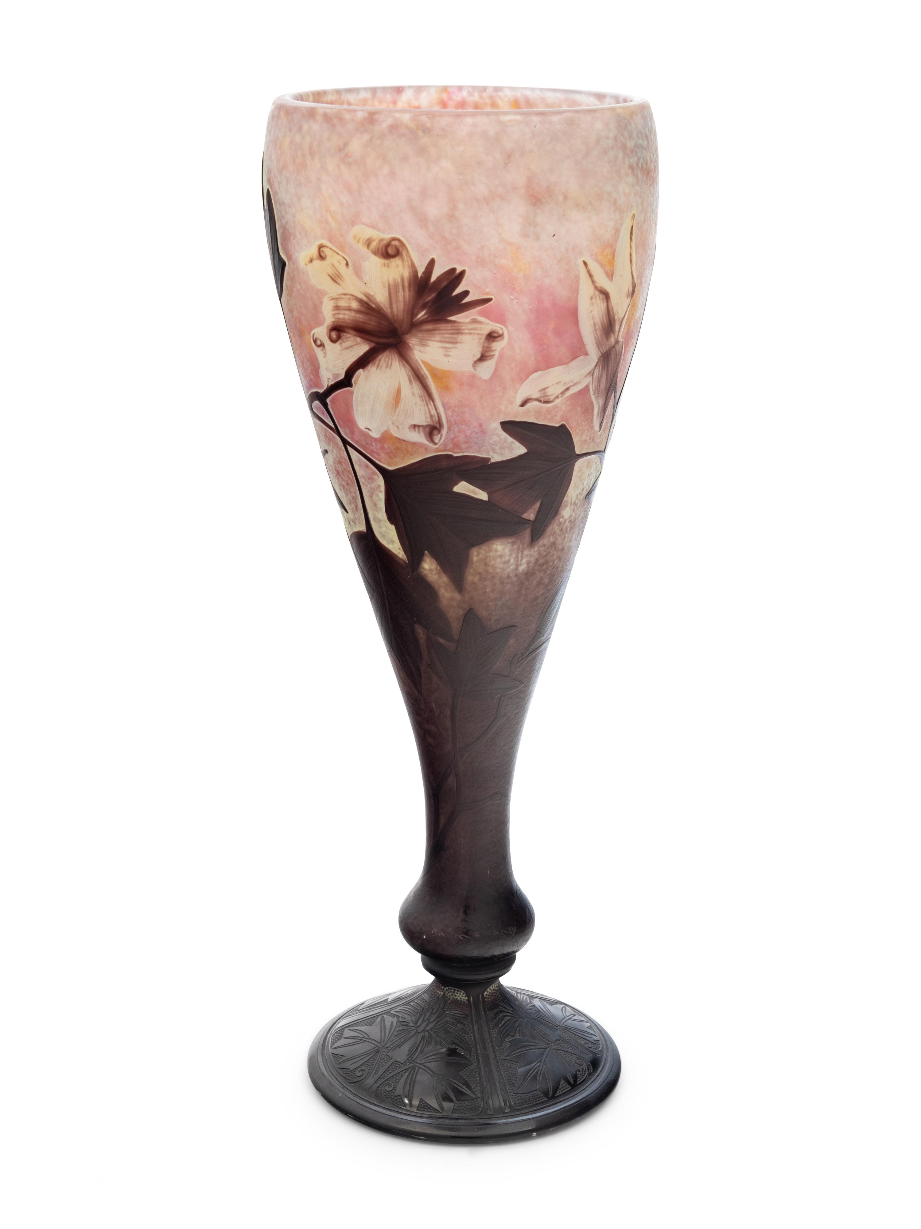 Tall Footed Cameo Vase
