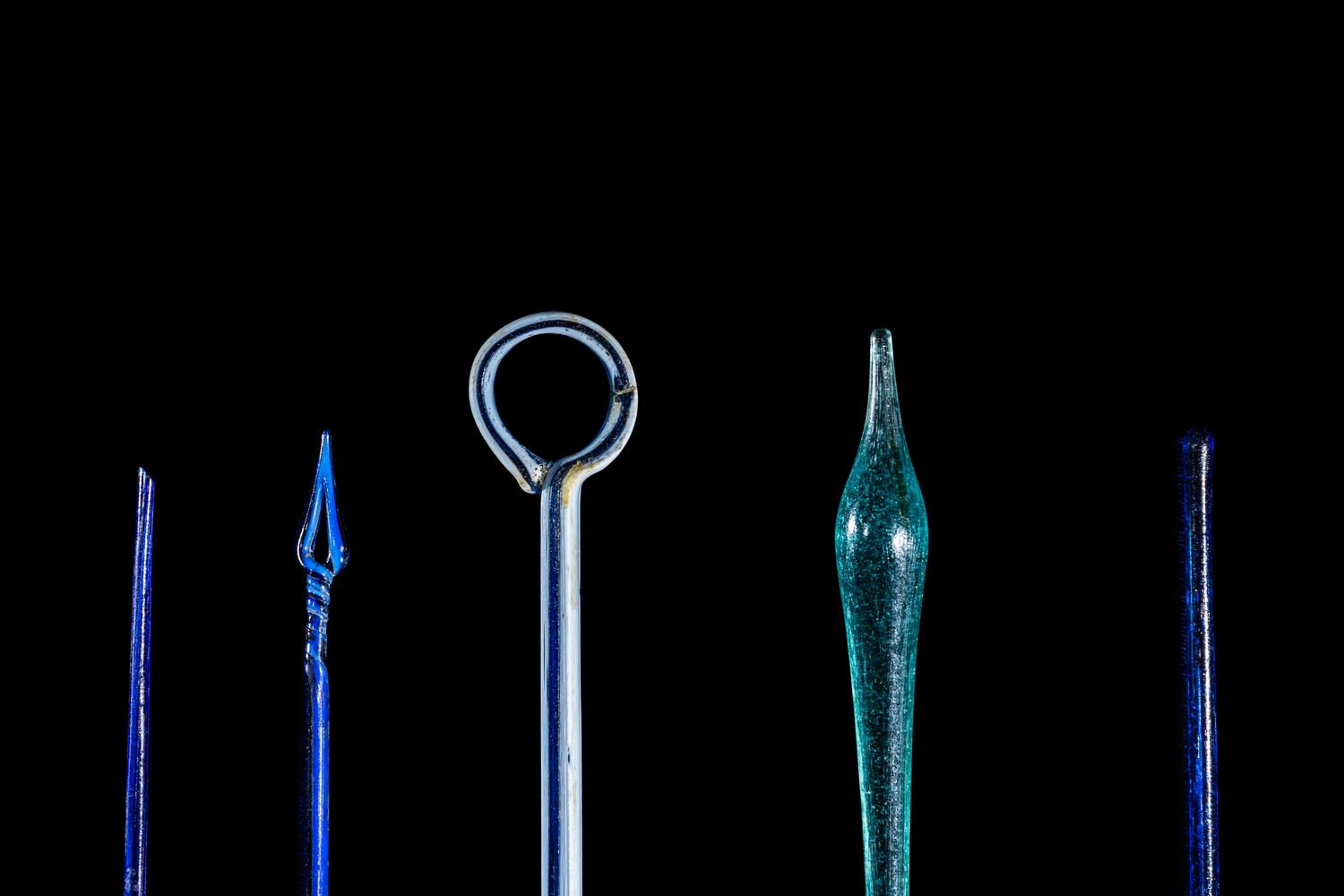 Six Roman Glass Stirring Rods and Applicators