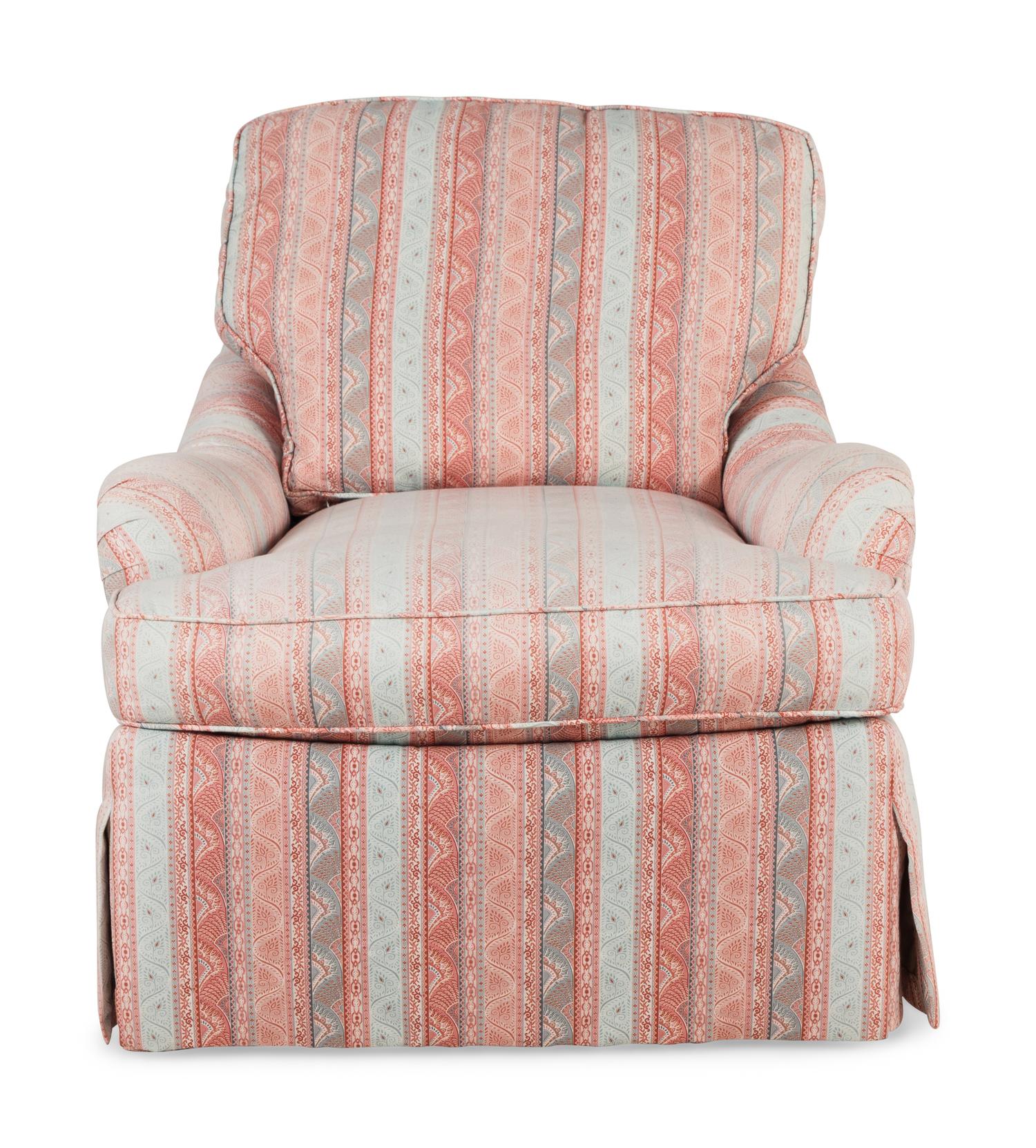 A Custom Bridgewater Style Easy Chair and Ottoman