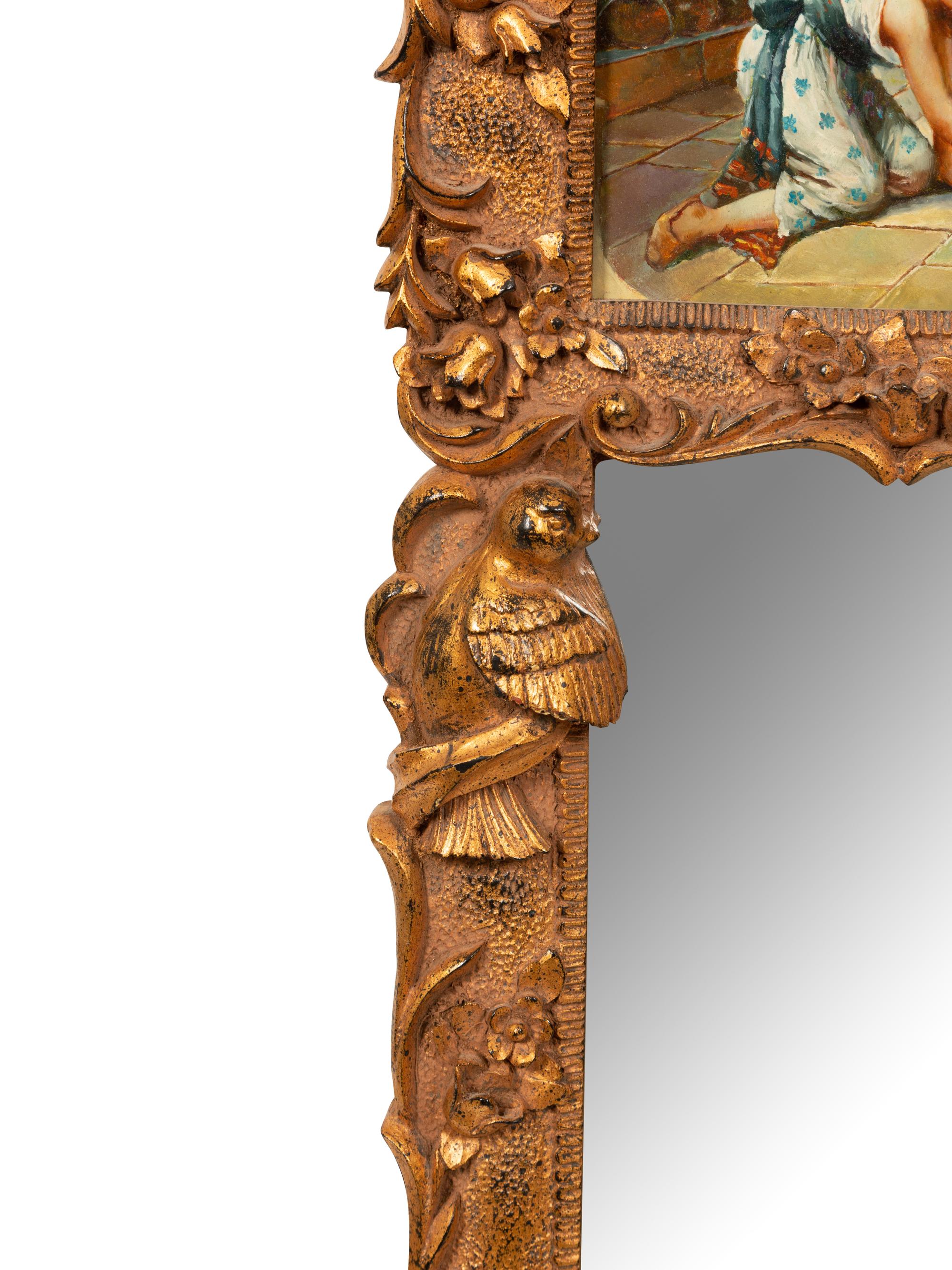 A Italian Giltwood Trumeau Mirror