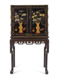 A Chinese Export Lacquer Collector's Cabinet on Stand