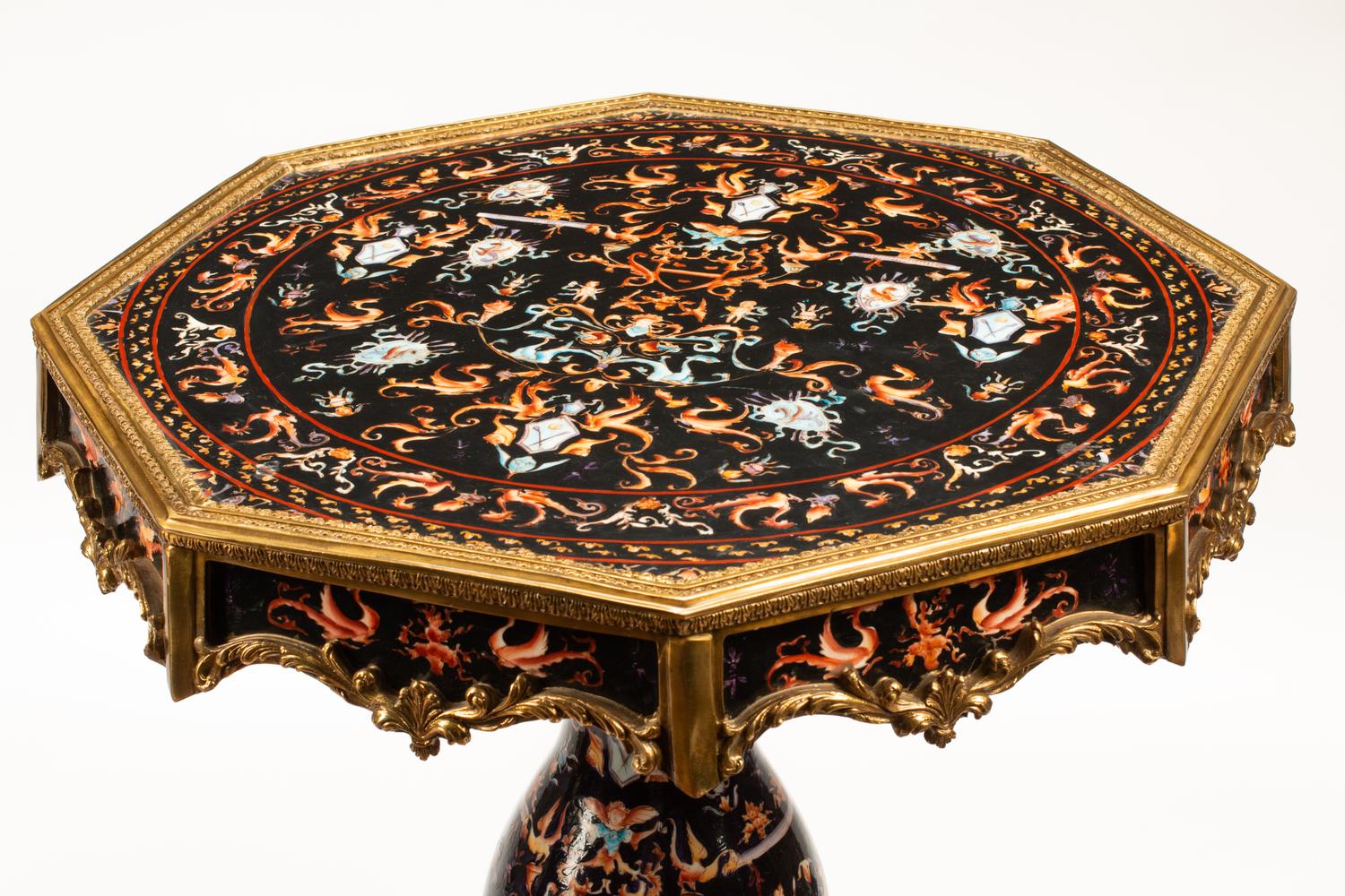 A Pair of Neoclassical Style Gilt Bronze Mounted Porcelain Tables