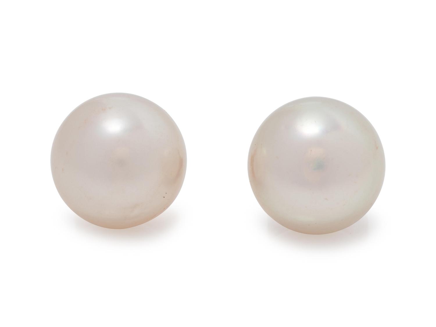 A Pair of Cultured South Sea Pearl Stud Earrings,