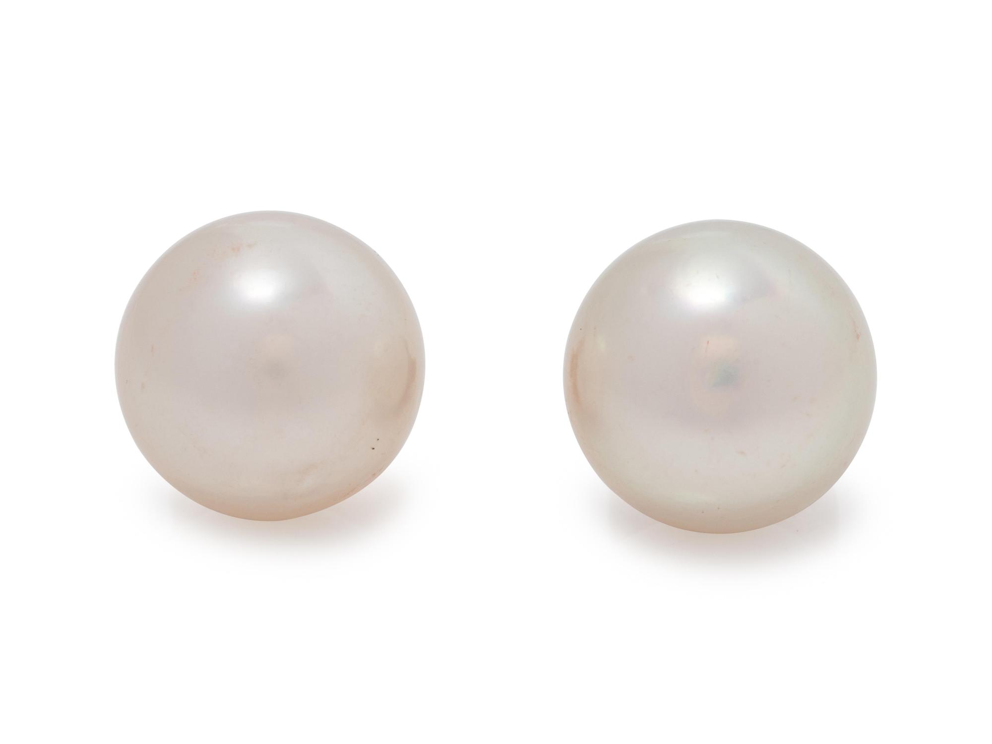 A Pair of Cultured South Sea Pearl Stud Earrings,