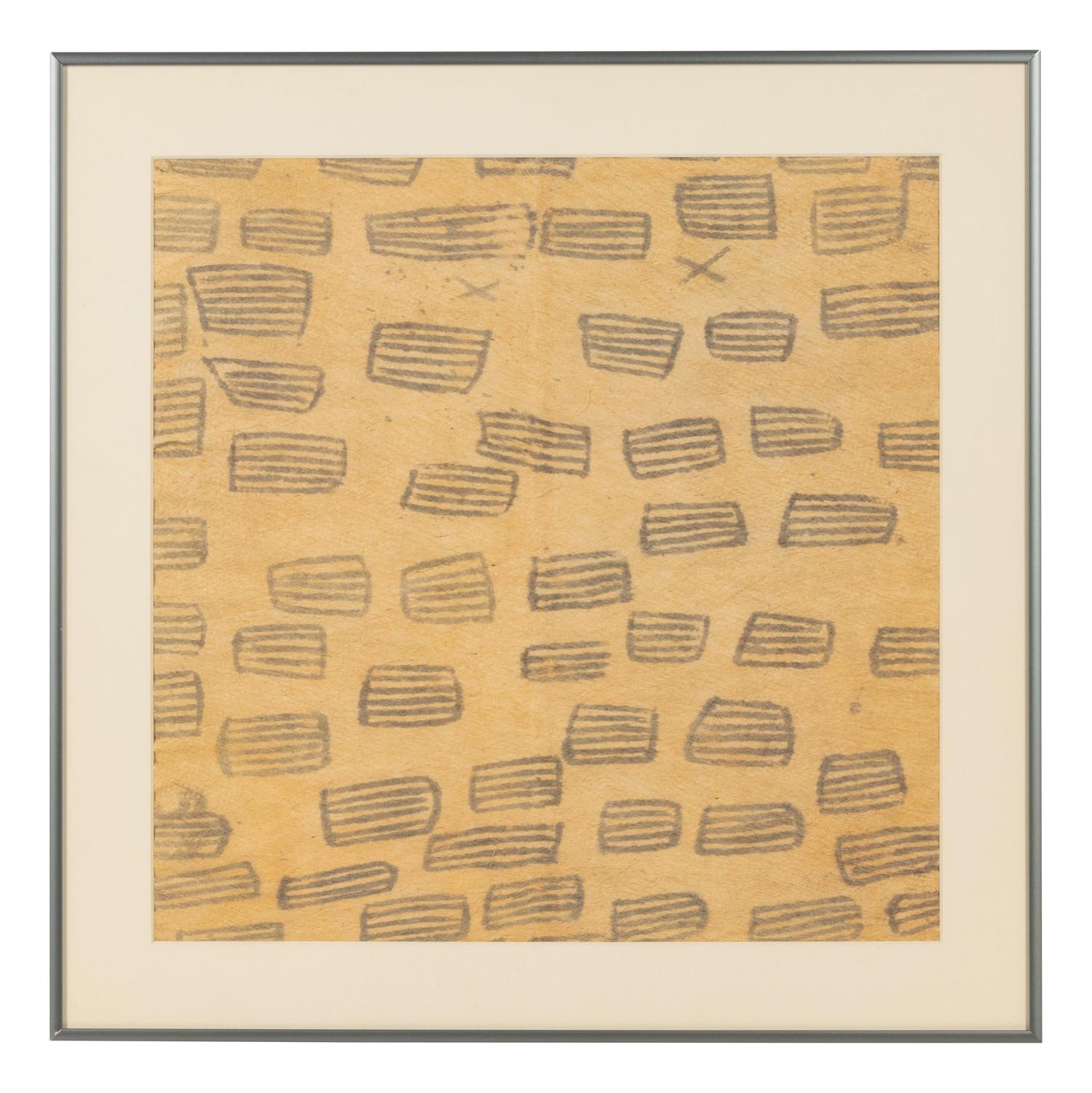 A Group of Nine Pongo Bark Cloth Drawings