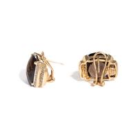 SMOKEY QUARTZ AND DIAMOND CLIP EARRINGS