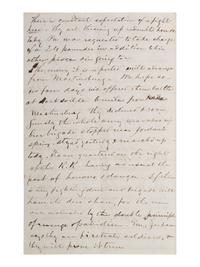 PENDLETON, Alexander Swift "Sandie" (1840-1864). Autograph letter signed ("A.S. Pendleton"). Winchester, [VA], 10 July 1861.