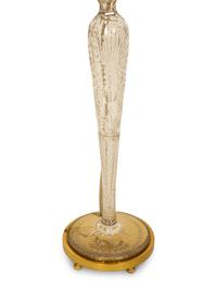 A Pair of Gilt Metal Mounted Cut Glass Candlesticks Mounted as Lamps