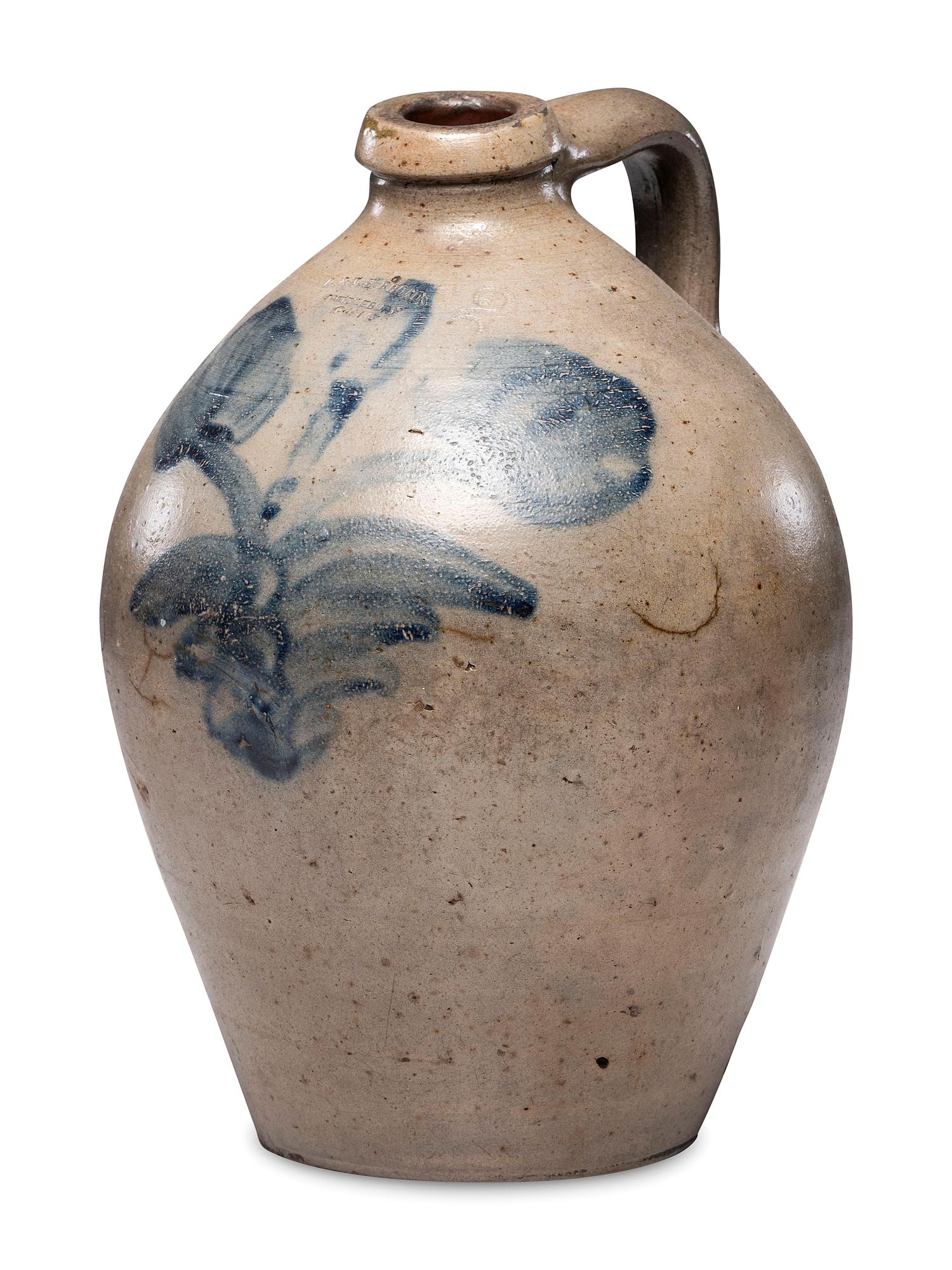 An A & J. H. Rhodes Two-Gallon Floral Decorated Jug