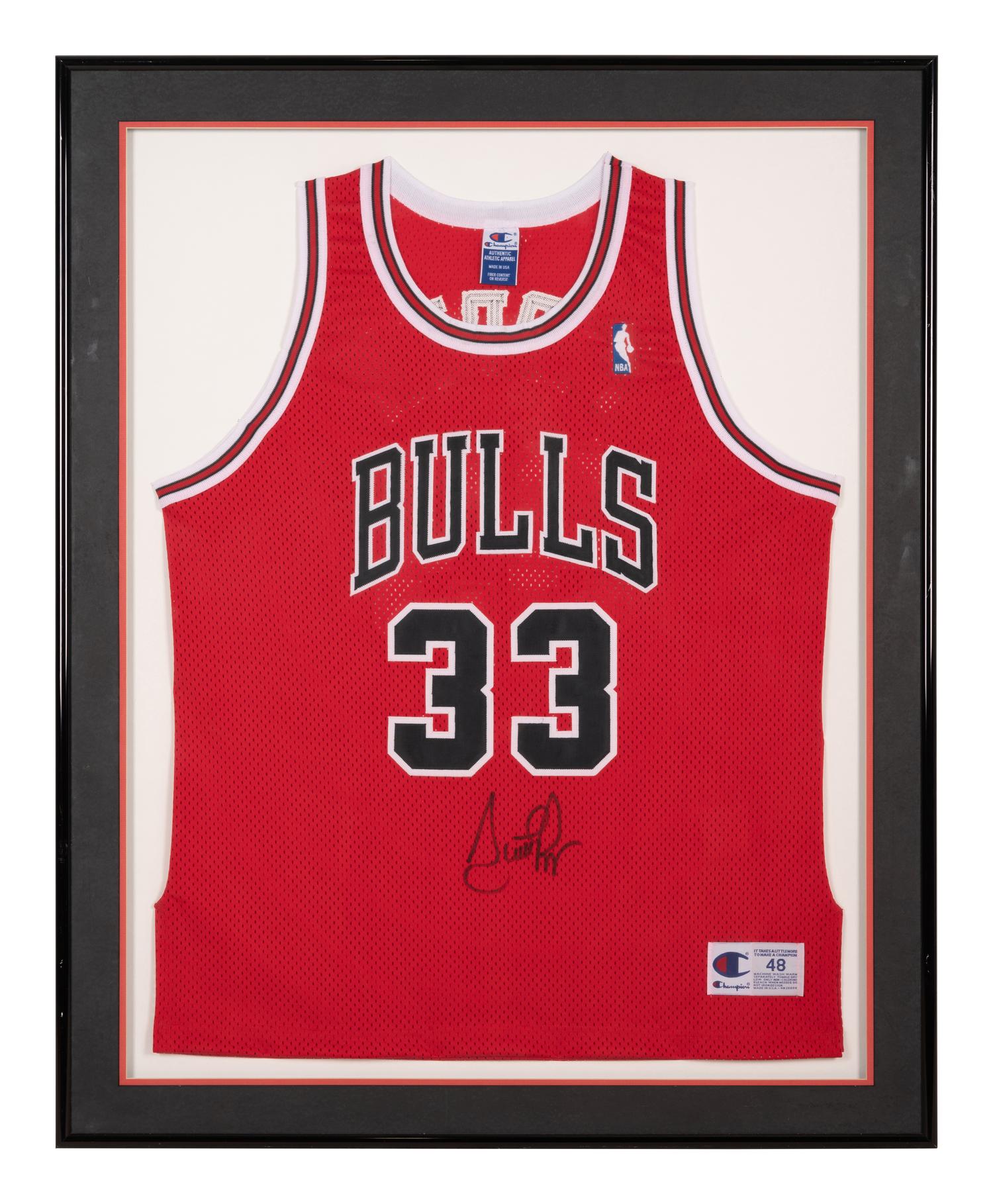 A Group of Scottie Pippen and Dennis Rodman Signed Autograph 1990s Chicago Bulls Jerseys (Beckett Authentication Services Letters BAS Certified),