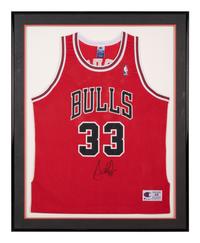 A Group of Scottie Pippen and Dennis Rodman Signed Autograph 1990s Chicago Bulls Jerseys (Beckett Authentication Services Letters BAS Certified),