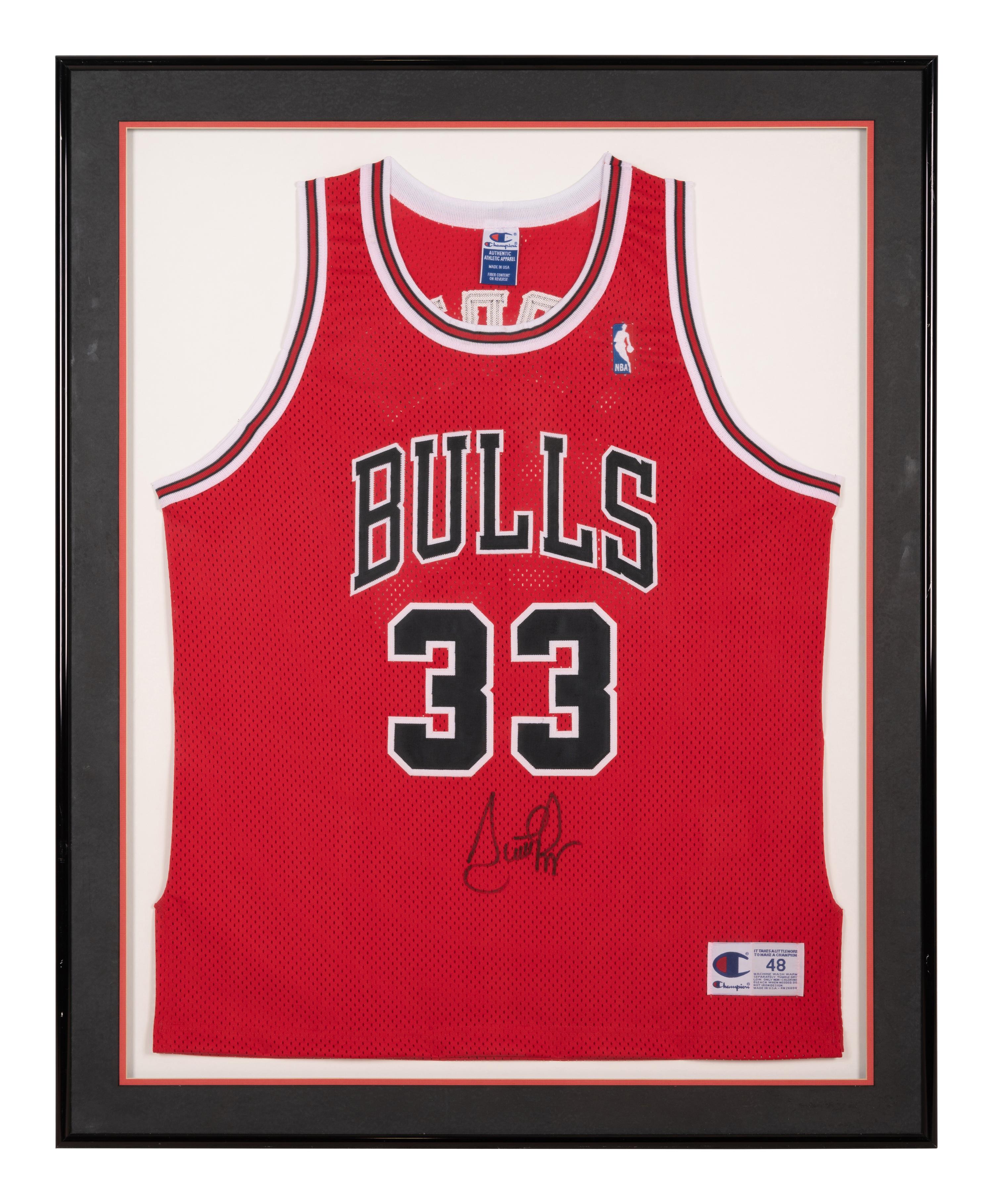 A Group of Scottie Pippen and Dennis Rodman Signed Autograph 1990s Chicago Bulls Jerseys (Beckett Authentication Services Letters BAS Certified),