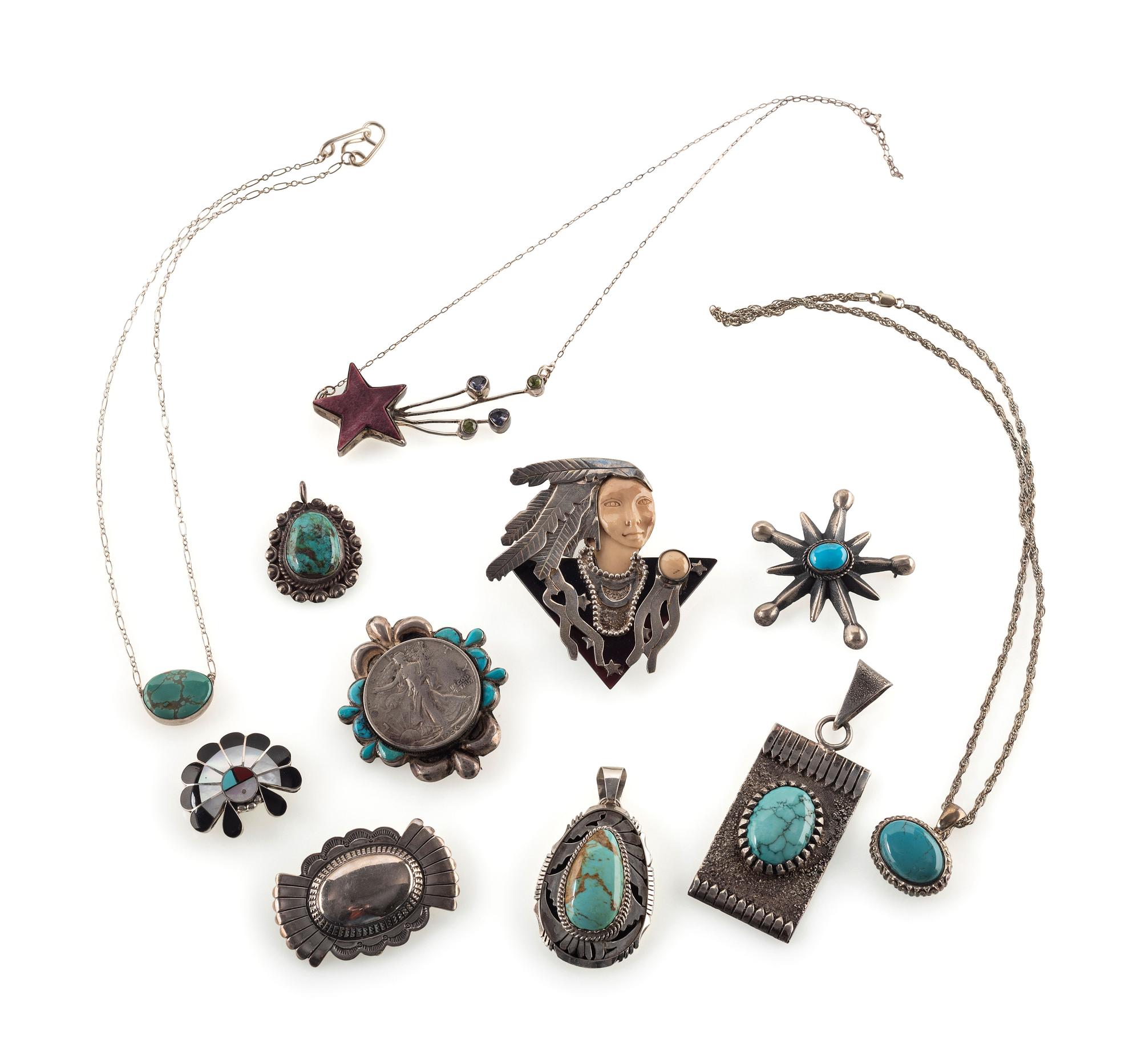 Navajo, Zuni, and Southwestern-style Pendants and Pins
