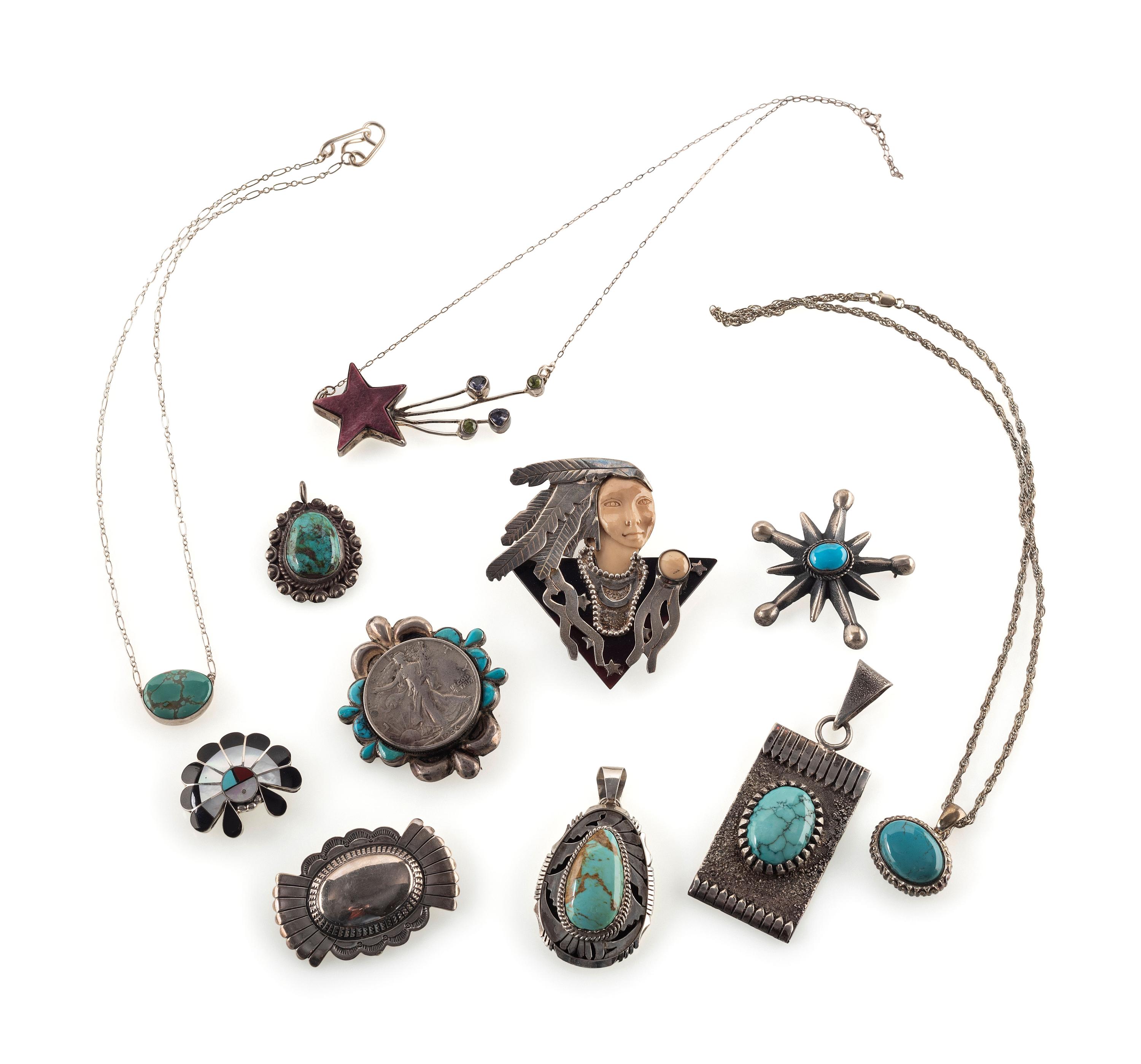 Navajo, Zuni, and Southwestern-style Pendants and Pins
