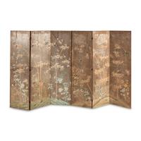 A Painted Paper Six-Panel Floor Screen