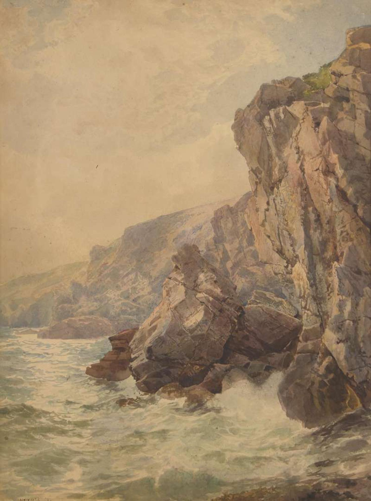 William Trost Richards (American, 1833-1905) - Surf Hitting the Coast