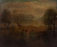 Gustav F. Goetsch, (American, 1877-1969), Girls Dancing in Landscape, 1913