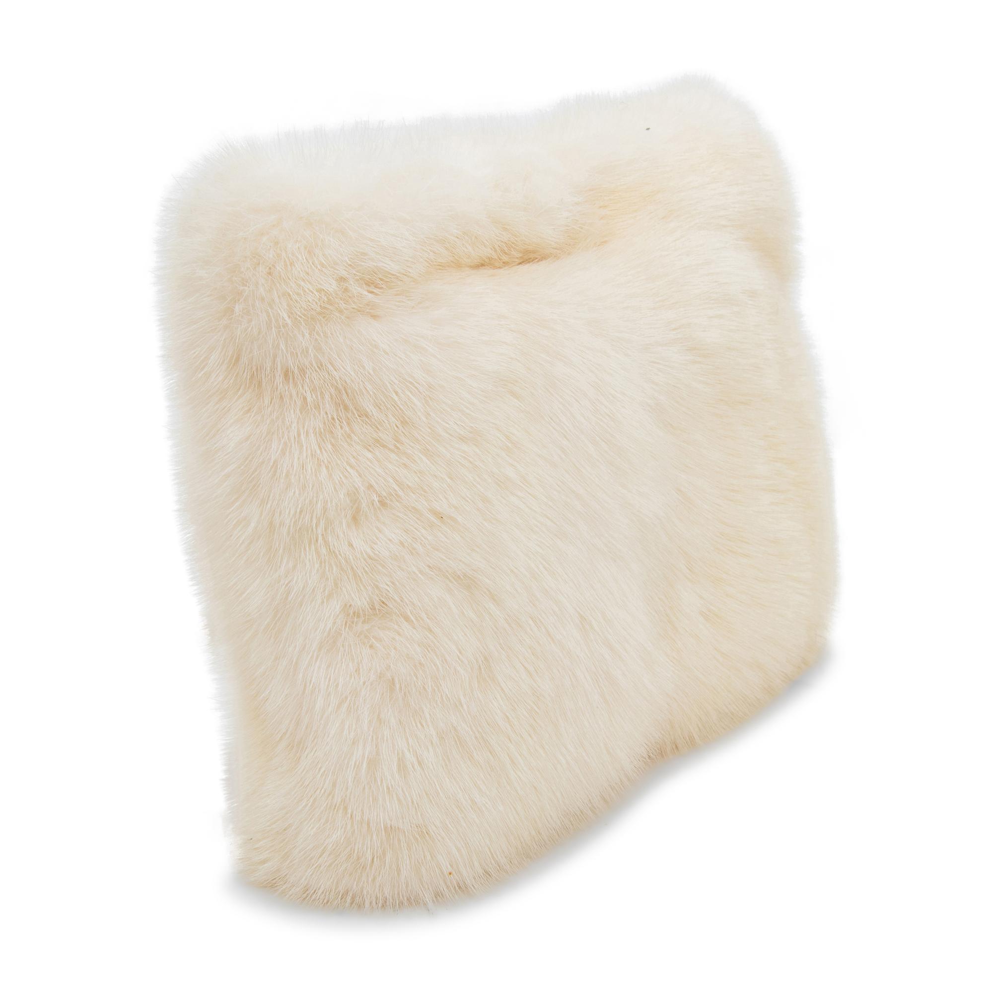 PRADA, WHITE MINK FUR CLUTCH