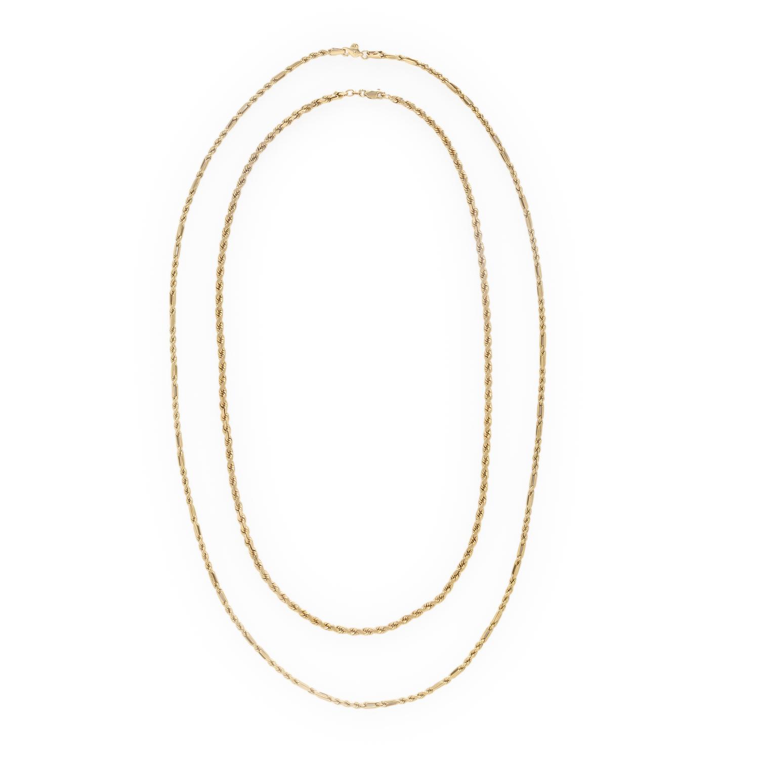 Two Yellow Gold Chain Necklaces