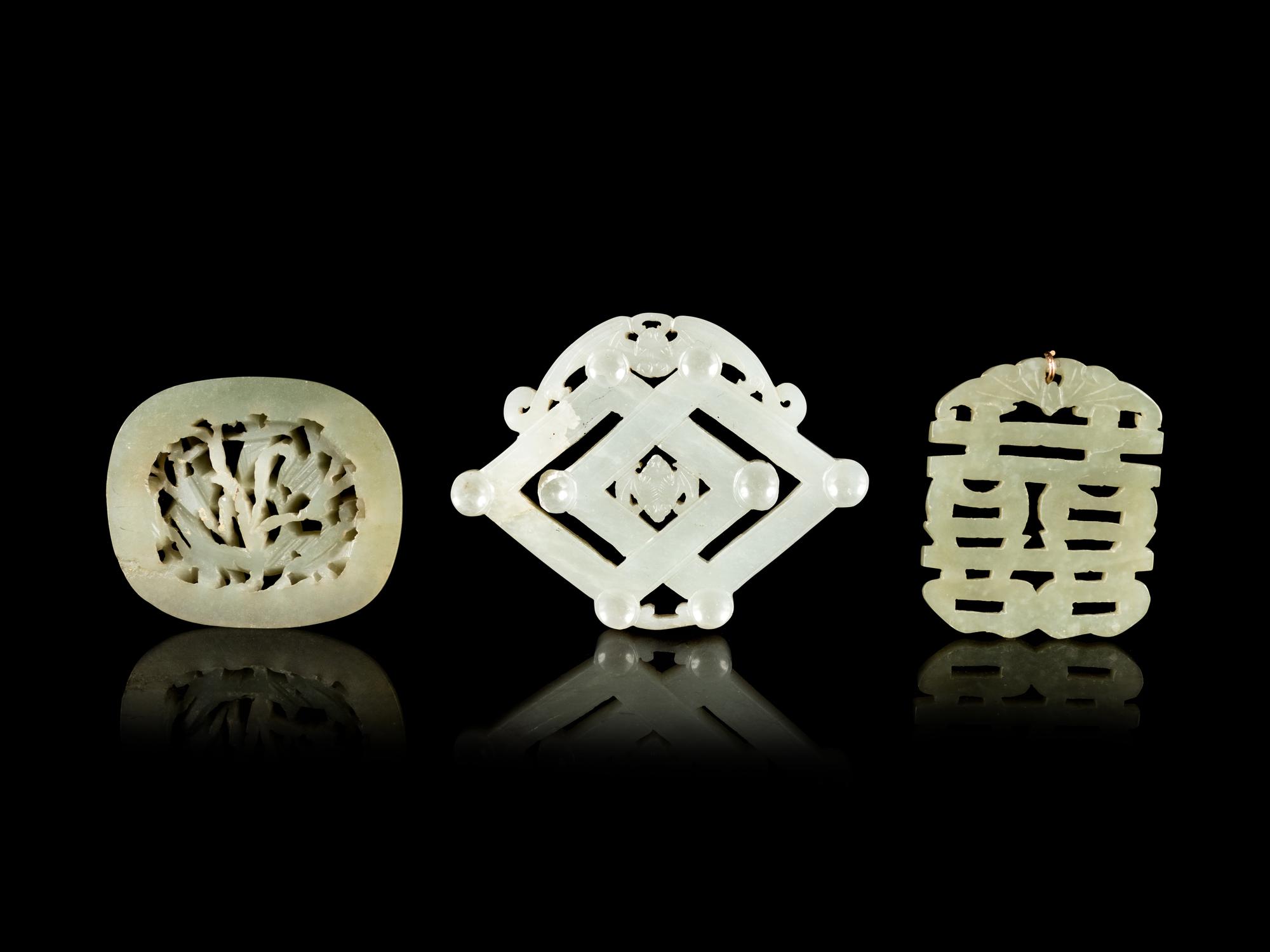 Three Carved Jade Pendants