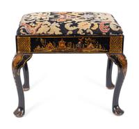 A George II Style Black Japanned Stool — LATE 19TH CENTURY