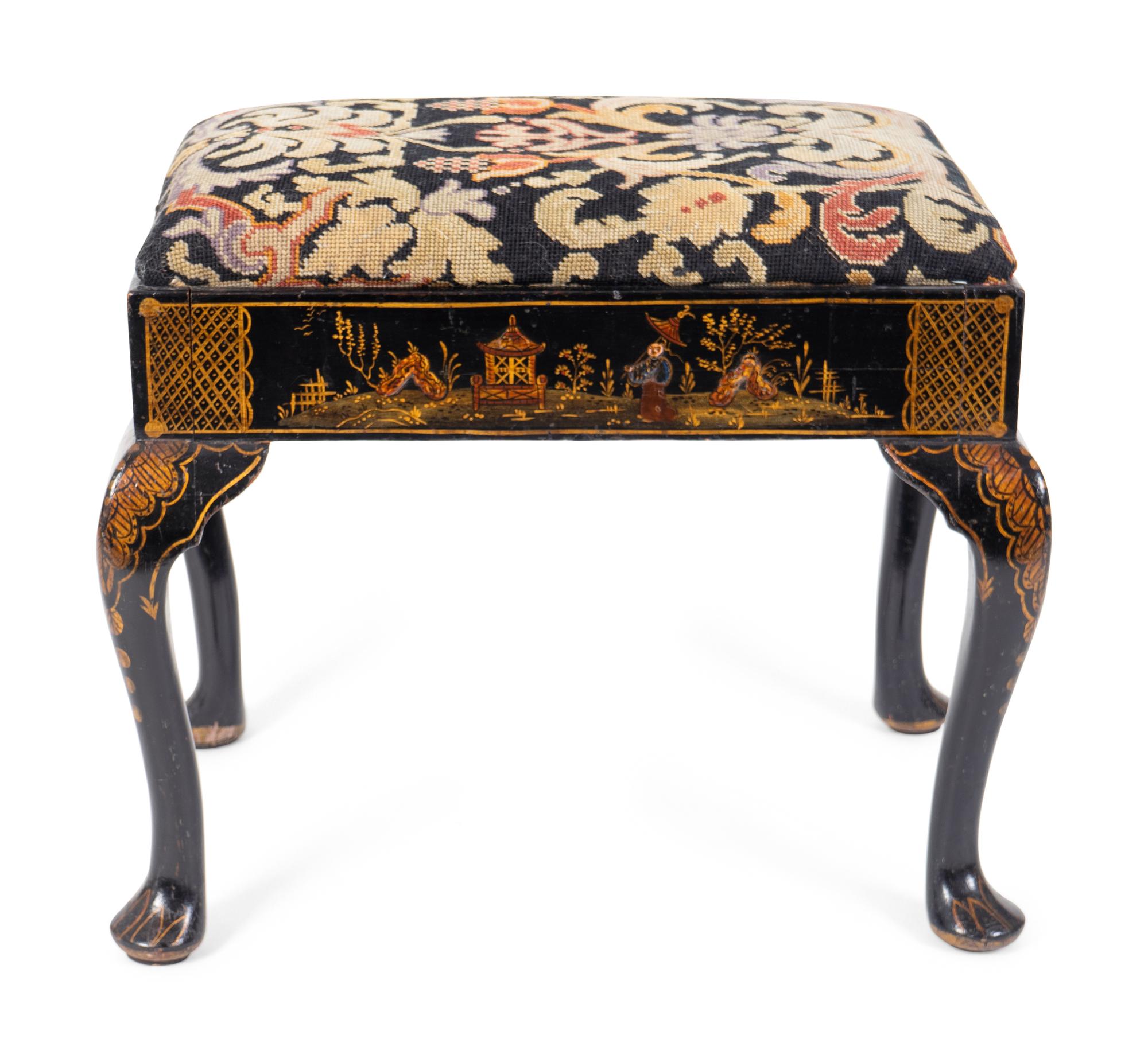 A George II Style Black Japanned Stool — LATE 19TH CENTURY