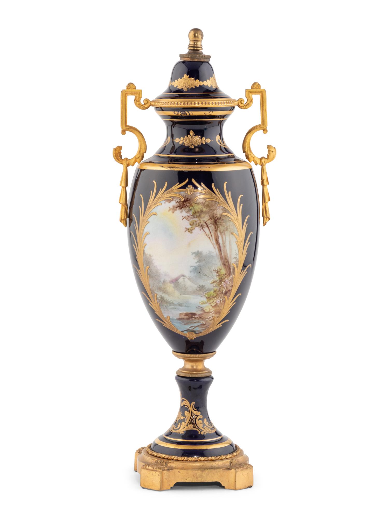 A Gilt Bronze Mounted Sèvres Style Porcelain Urn