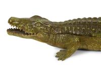 An Austrian Cold-Painted Bronze Crocodile Form Ink Stand