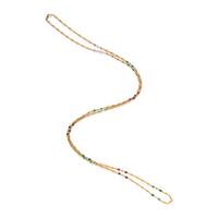 RUBY, EMERALD, DIAMOND, AND YELLOW GOLD FANCY LINK STATION NECKLACE