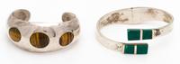A Collection of Sterling Silver and Hardstone Bracelets, Mexico, 56.10 dwts